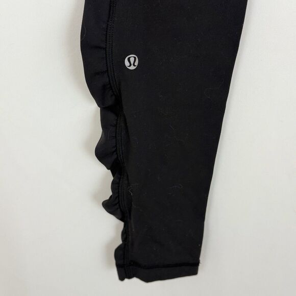 LULULEMON Speed Tight 6 Brushed Interlock Black Quilt Reflect Ruched Pants B80 - Picture 5 of 8